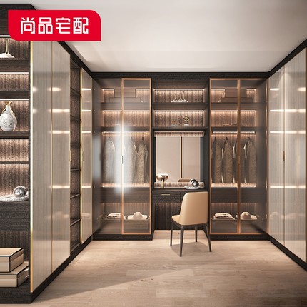 尚品宅配衣柜定制卧室现代轻奢开放式掩门整体衣帽间全屋家具定制